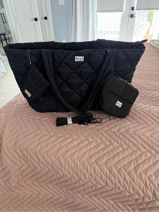 Wilo The Label Handbags - WILO Black Quilted Tote with Matching Pouches
